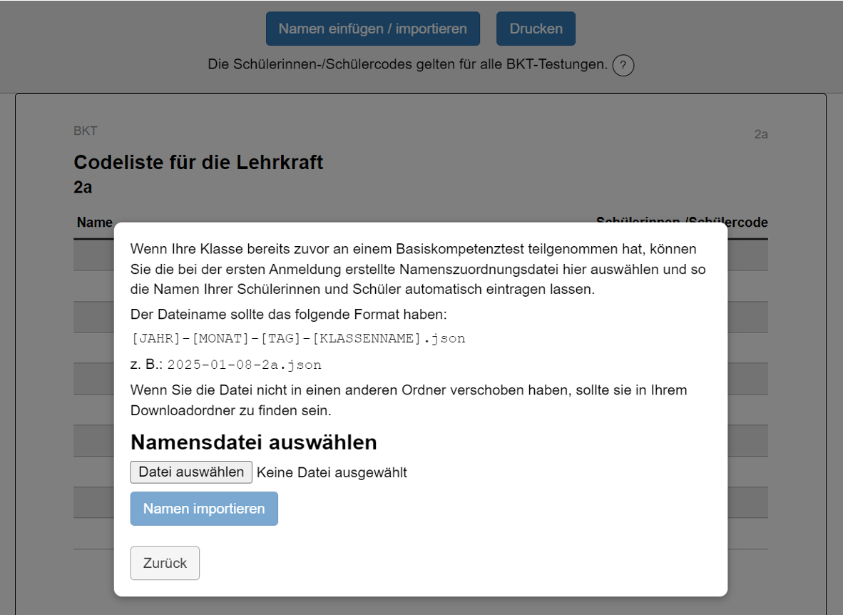 Erstellung der Codeliste