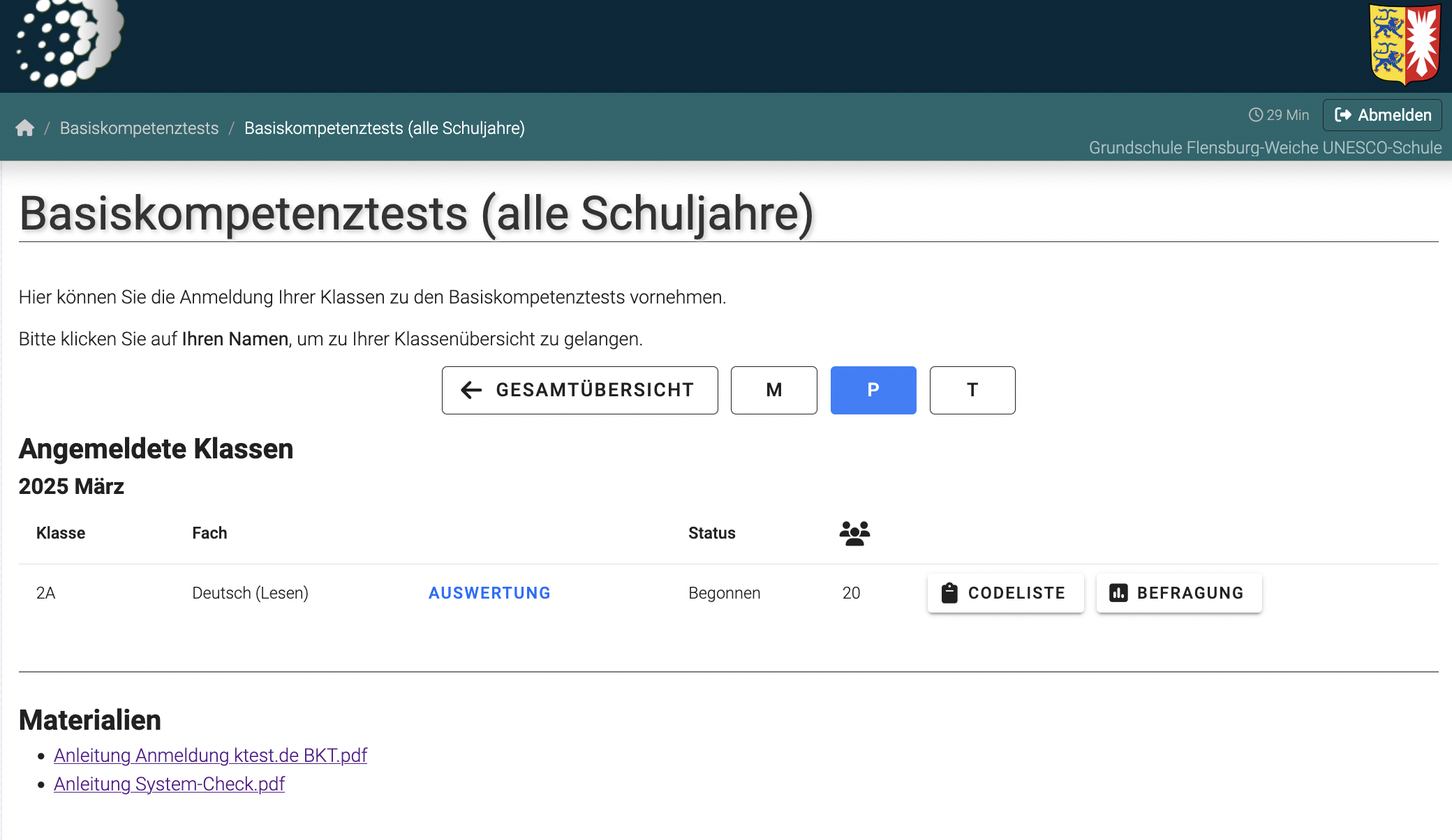 Individueller Bereich für Lehrkräfte