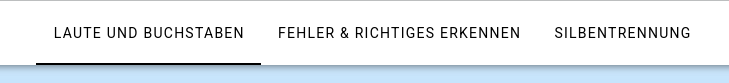 Darstellung mehrerer Testbereiche als Tabs am oberen Bildschirmrand